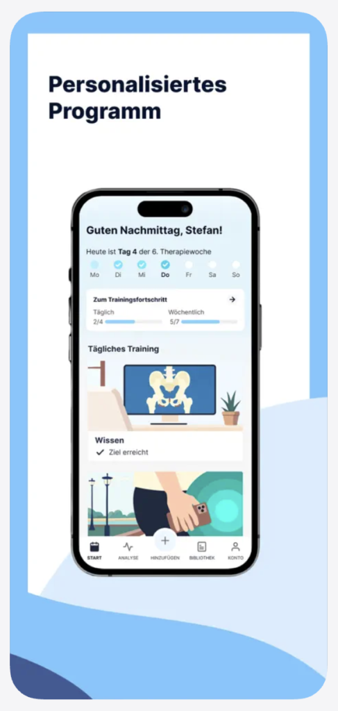 Startansicht von Kranus Edera mit personalisiertem Programm und Trainingsfortschritt.