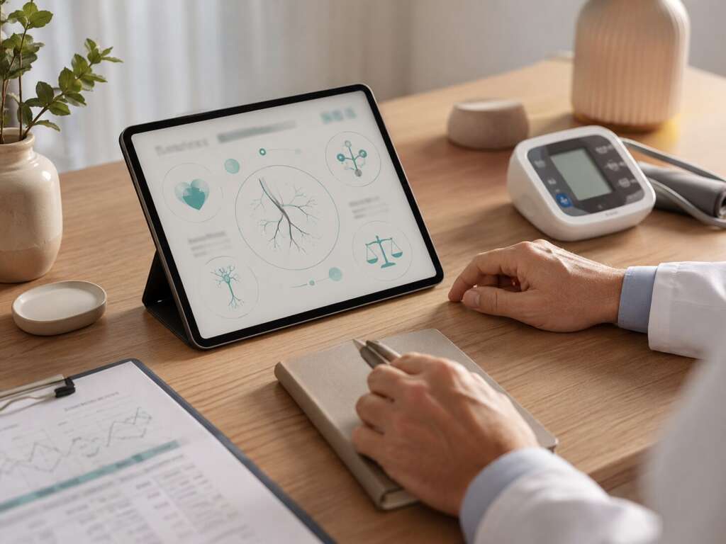 Blutdruckmessgerät und medizinische Unterlagen zur Abklärung körperlicher Ursachen von Erektionsstörungen