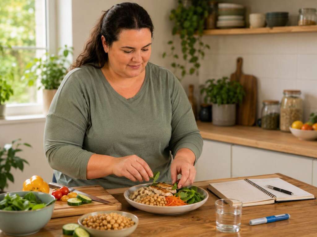 Ausgewogene Ernährung und neue Alltagsroutinen während einer ärztlich begleiteten GLP-1-Behandlung zur Gewichtsreduktion.