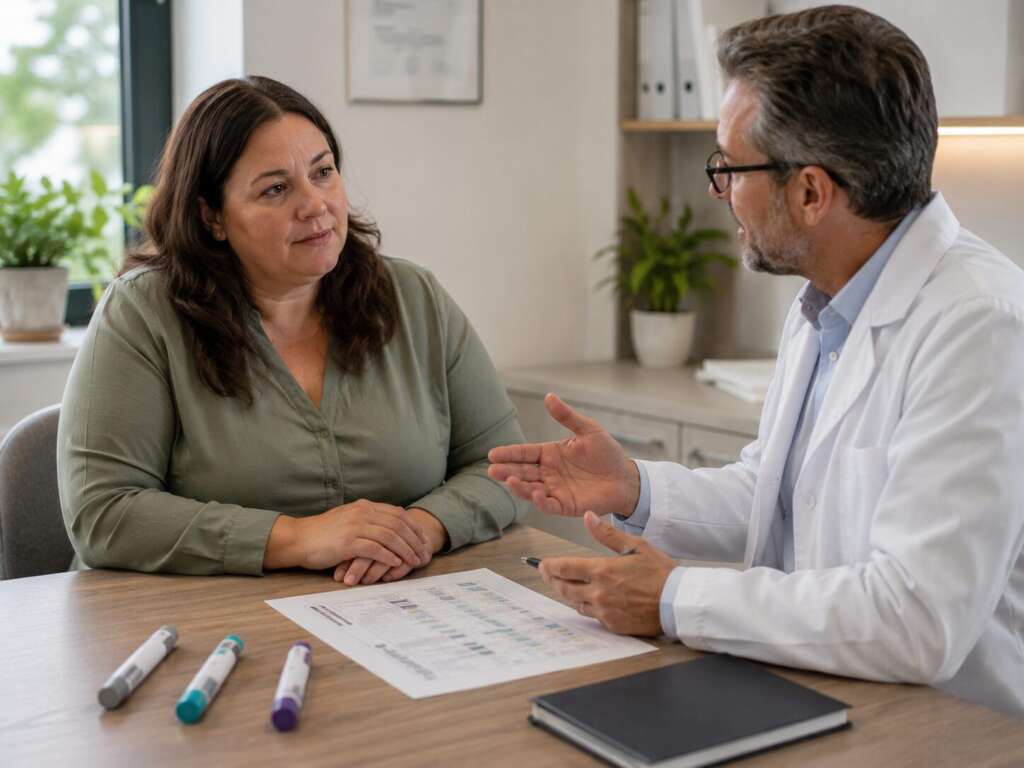 Ärztliches Beratungsgespräch zu Wegovy, Ozempic und Mounjaro bei Übergewicht und Typ-2-Diabetes